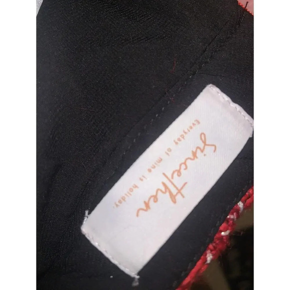 Red Tweed Since then Skirt NWOT Anthropologie holiday winter fall lined designer - Picture 5 of 6